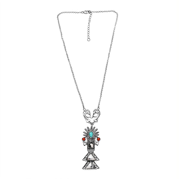 D'Joy Artisan Crafted White Buffalo Multi Gemstone Necklace In Oxidized Sterling Silver 8.90 Ctw (18-20 Inches)