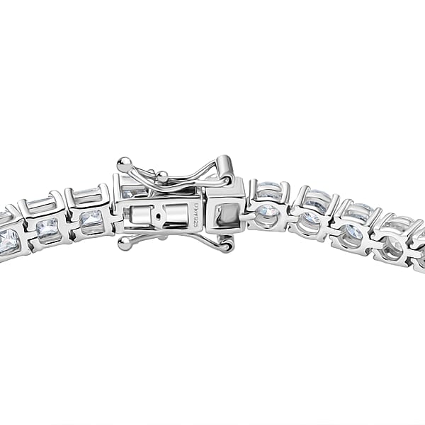 D'Joy Asscher Cut Moissanite (4mm) Bracelet In Rhodium Over Sterling Silver (6.50 In) 10.10 Ctw