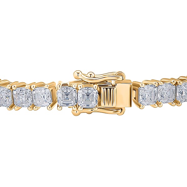 D'Joy Asscher Cut Moissanite 8.30 Ctw Eternal Shine Line Bracelet In 18K Vermeil Yellow Gold Over Sterling Silver (7.25 In)