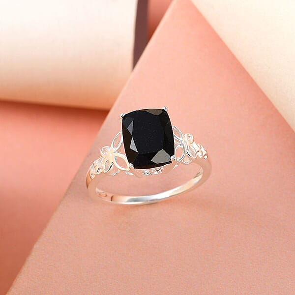 D'Joy Australian Black Tourmaline 3.50 Ctw Solitaire Ring In Sterling Silver