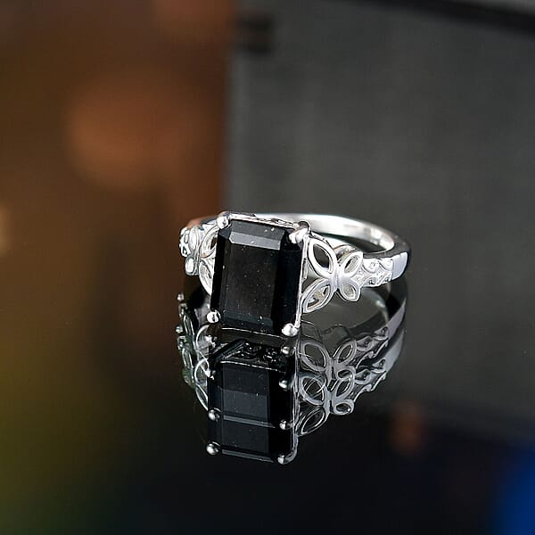 D'Joy Australian Black Tourmaline 3.50 Solitaire Ring In Sterling Silver