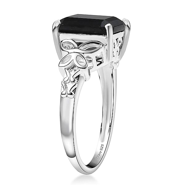 D'Joy Australian Black Tourmaline 3.50 Solitaire Ring In Sterling Silver