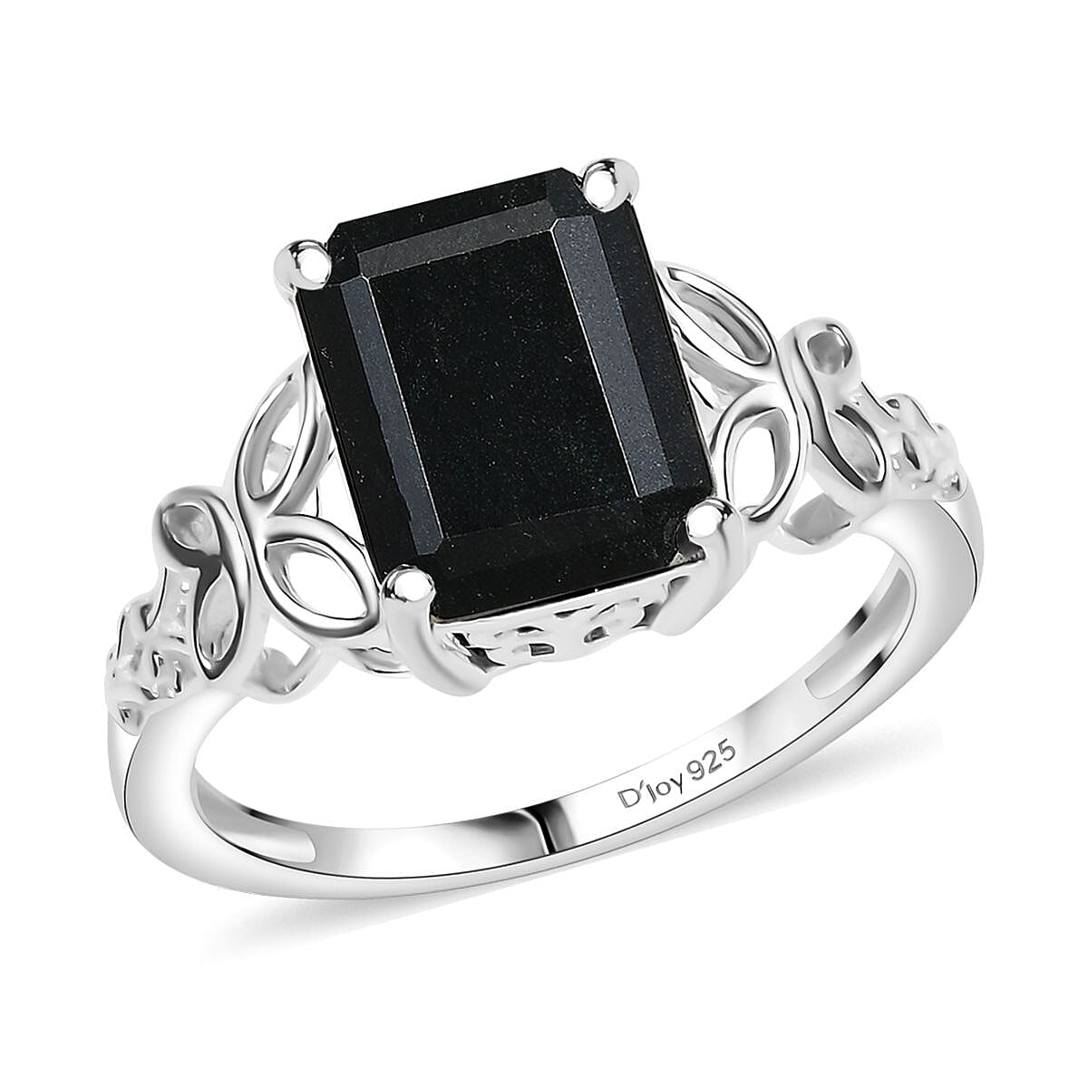 D'Joy Australian Black Tourmaline 3.50 Solitaire Ring in Sterling Silver
