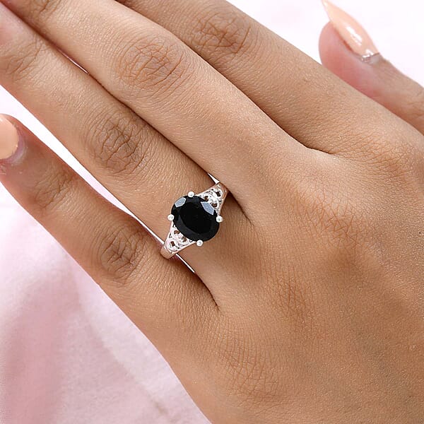 D'Joy Australian Black Tourmaline Solitaire Ring In Sterling Silver 2.65 Ctw