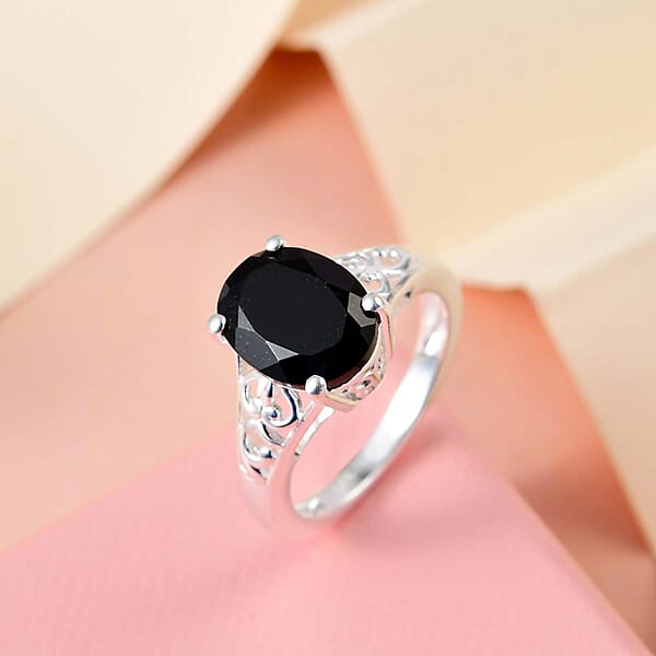 D'Joy Australian Black Tourmaline Solitaire Ring In Sterling Silver 2.65 Ctw