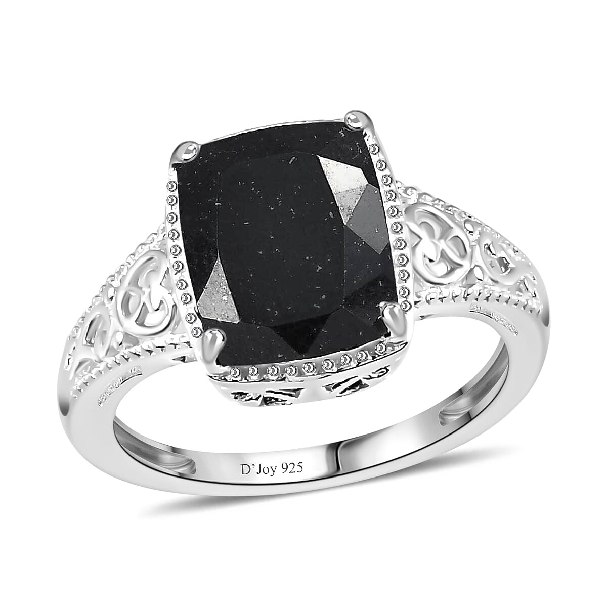D'Joy Australian Black Tourmaline Solitaire Ring in Sterling Silver 3.50 ctw