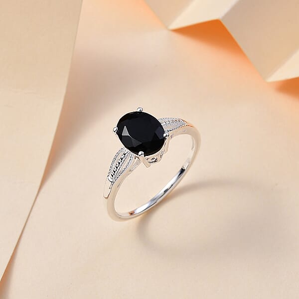 D'Joy Australian Black Tourmaline Solitaire Ring In Sterling Silver 2.65 Ctw