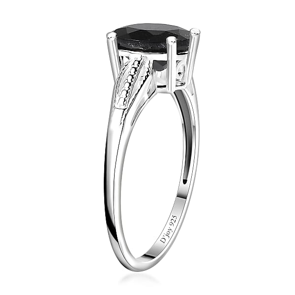 D'Joy Australian Black Tourmaline Solitaire Ring In Sterling Silver 2.65 Ctw