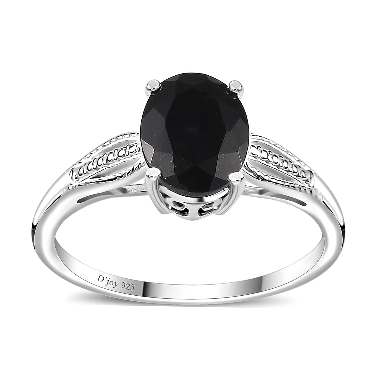 D'Joy Australian Black Tourmaline Solitaire Ring in Sterling Silver 2.65 ctw