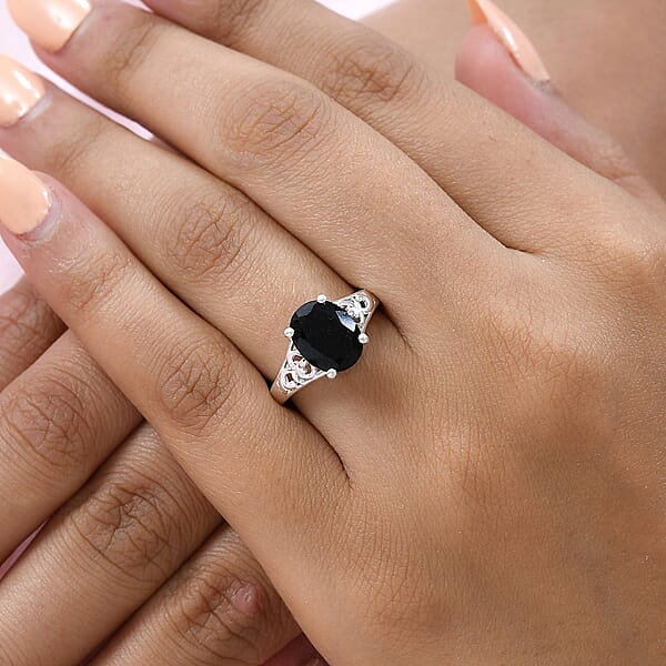 D'Joy Australian Black Tourmaline Solitaire Ring In Sterling Silver 2.65 Ctw