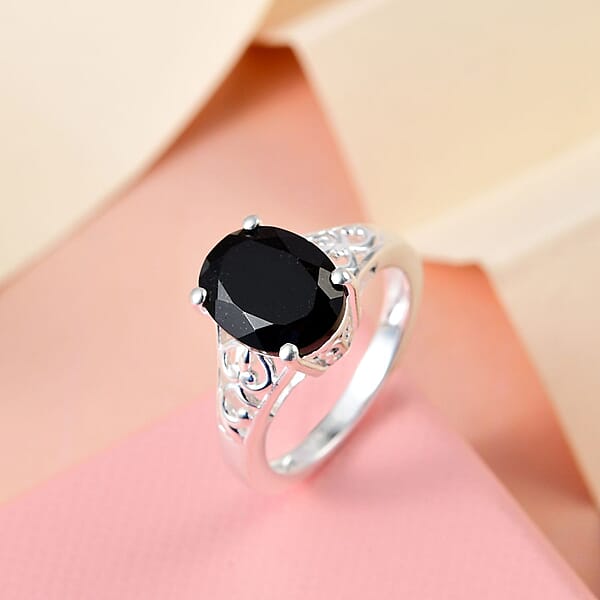 D'Joy Australian Black Tourmaline Solitaire Ring In Sterling Silver 2.65 Ctw