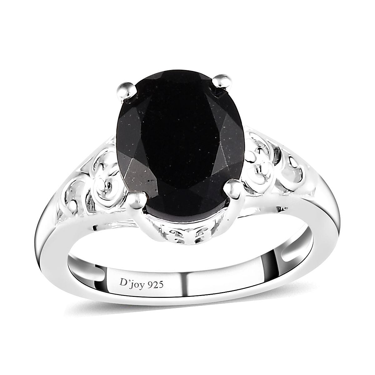 D'Joy Australian Black Tourmaline Solitaire Ring in Sterling Silver 2.65 ctw