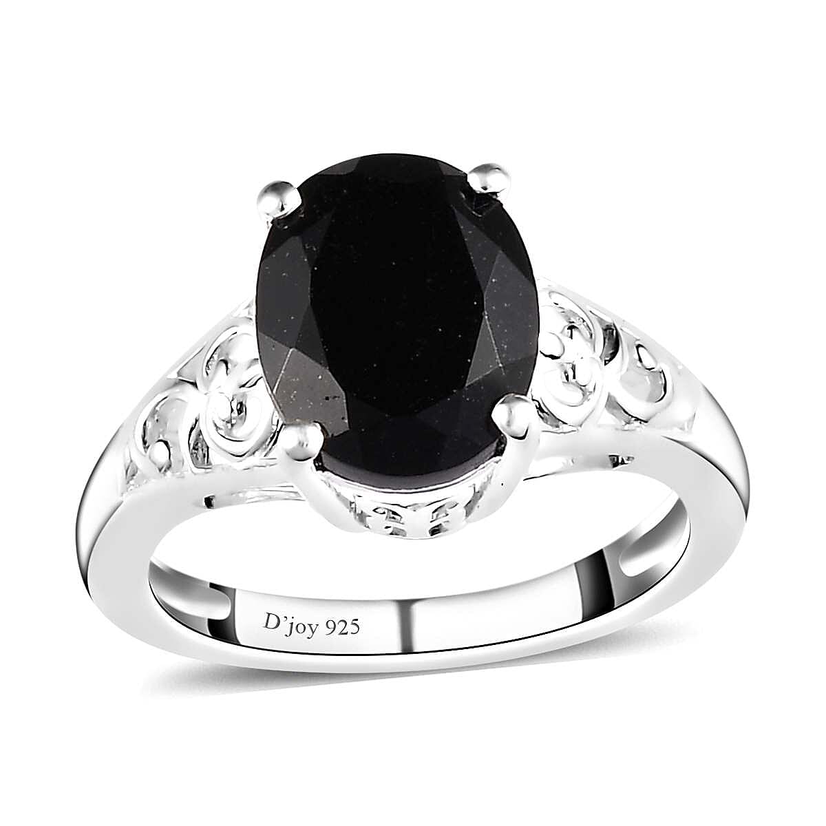 D'Joy Australian Black Tourmaline Solitaire Ring in Sterling Silver 2.65 ctw