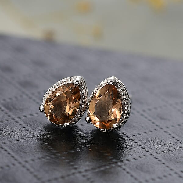 D'Joy Autumn Alexite 1.30 Ctw Stud Earrings In Platinum Over Sterling Silver