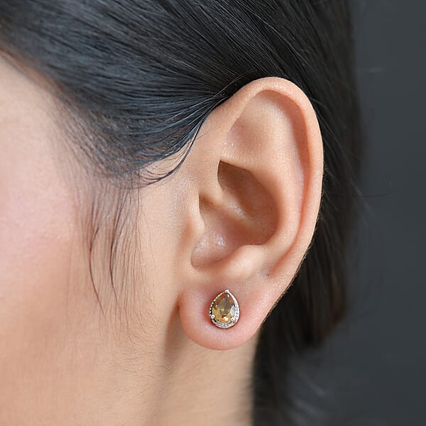 D'Joy Autumn Alexite 1.30 Ctw Stud Earrings In Platinum Over Sterling Silver