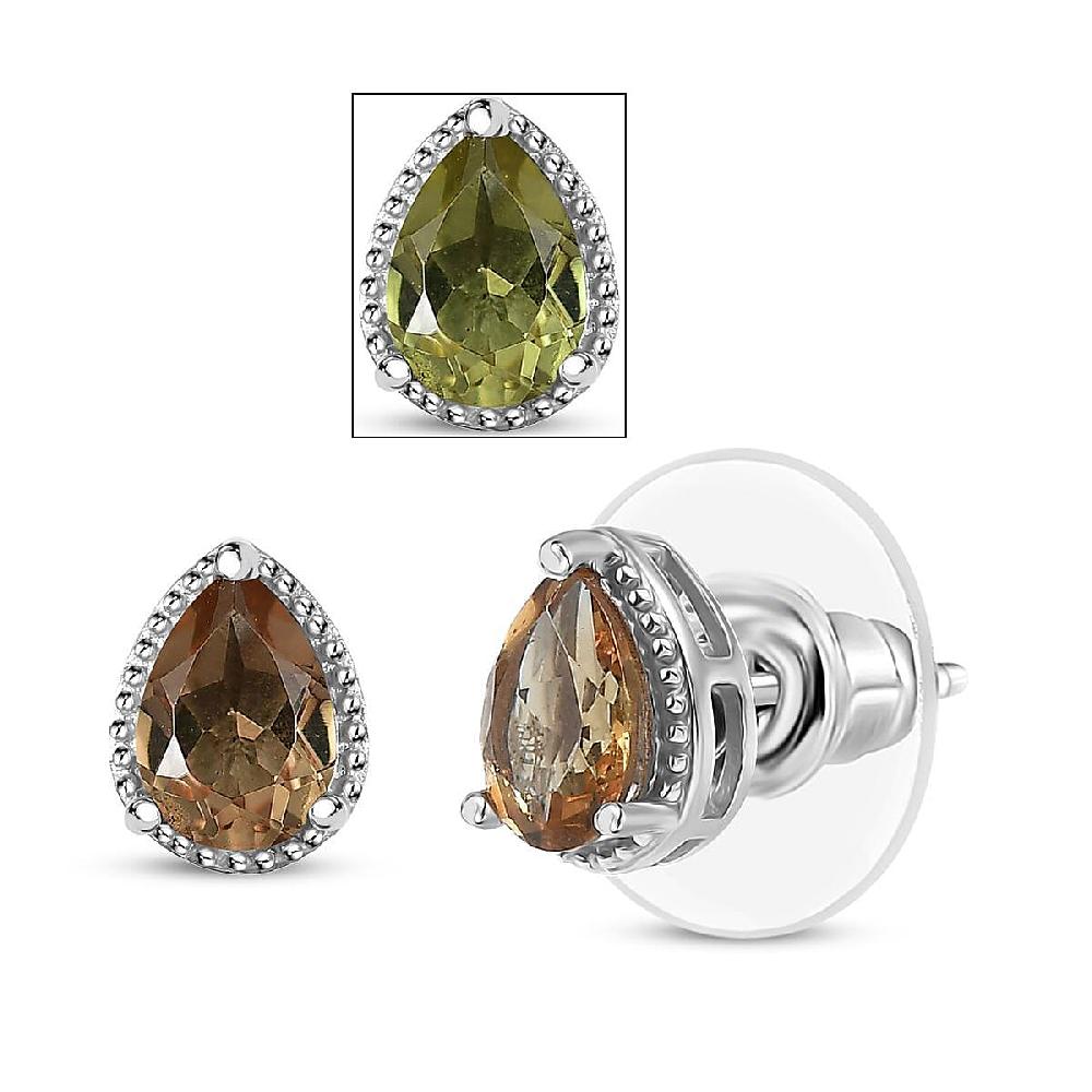 D'Joy Autumn Alexite 1.30 ctw Stud Earrings in Platinum Over Sterling Silver