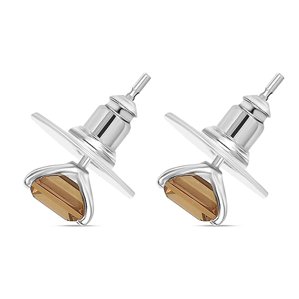 D'Joy Autumn Alexite 2.40 Ctw Solitaire Stud Earrings In Platinum Over Sterling Silver