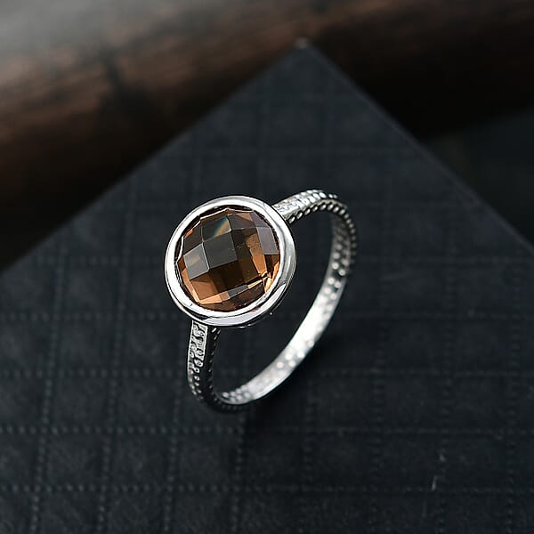D'Joy Autumn Alexite 3.75 Ctw Art Deco Ring In Platinum Over Sterling Silver