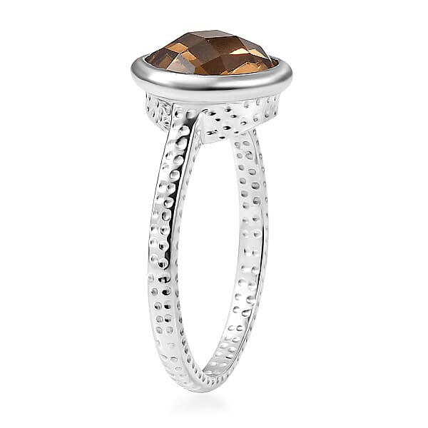 D'Joy Autumn Alexite 3.75 Ctw Art Deco Ring In Platinum Over Sterling Silver