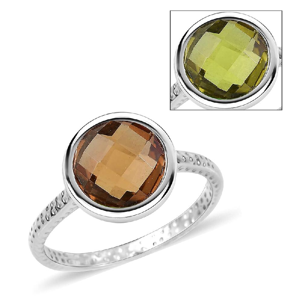 D'Joy Autumn Alexite 3.75 ctw Art Deco Ring in Platinum Over Sterling Silver