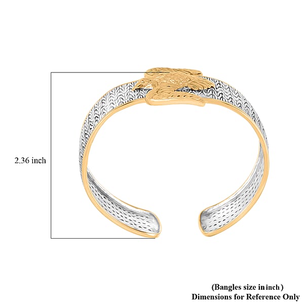 D'Joy Bali Legacy 22K Vermeil YG Over And Sterling Silver Tulang Naga Eagle Cuff Bracelet (7.25 In) 26 Grams