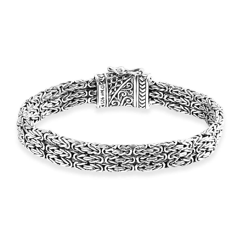 D'Joy Bali Legacy Borobudur Flat Chain Bracelet in Sterling Silver (6.50 In) 39.50 Grams