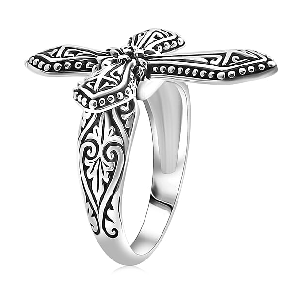 D'Joy Bali Legacy Cross Ring In Sterling Silver 6.40 Grams