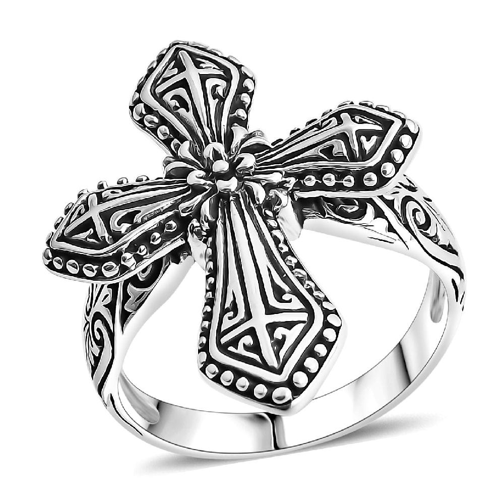 D'Joy Bali Legacy Cross Ring in Sterling Silver 6.40 Grams