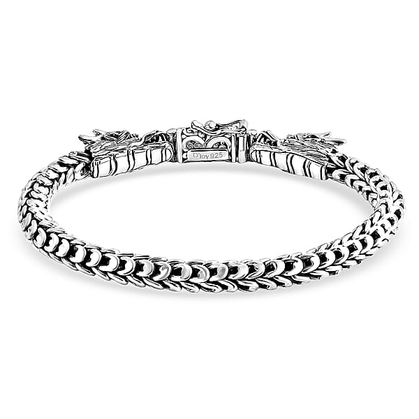 D'Joy Bali Legacy Double Face Dragon Bracelet In Sterling Silver (7.25 In) 43.70 Grams