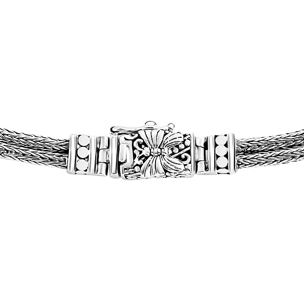 D'Joy Bali Legacy Double Row Tulang Naga With Butterfly Necklace In Sterling Silver 34.50 Grams 20 Inches