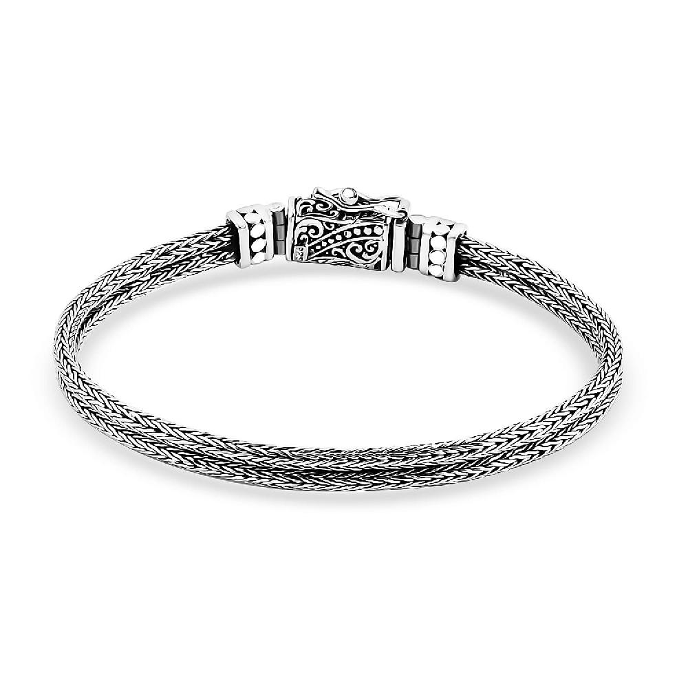 D'Joy Bali Legacy Double Row Tulang Naga with Butterfly Bracelet in Sterling Silver (6.50 In) 15.50 Grams