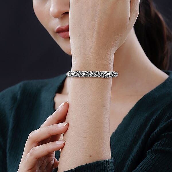 D'Joy Bali Legacy Dragon Cuff Bracelet In Sterling Silver (7.25 In) 28.70 Grams