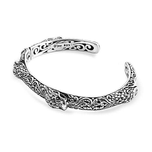 D'Joy Bali Legacy Dragon Cuff Bracelet In Sterling Silver (7.25 In) 28.70 Grams