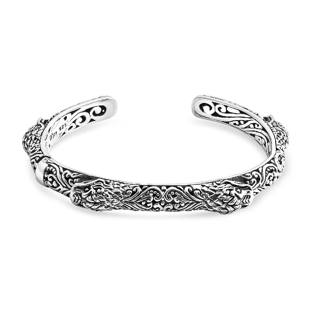 D'Joy Bali Legacy Dragon Cuff Bracelet in Sterling Silver (7.25 In) 28.70 Grams