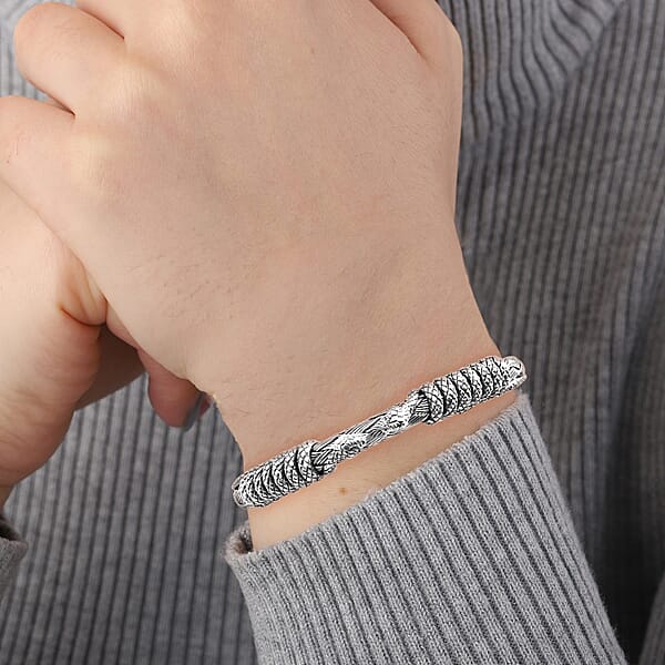 D'Joy Bali Legacy Snake Cuff Bracelet In Sterling Silver (7.25 In) 41.40 Grams