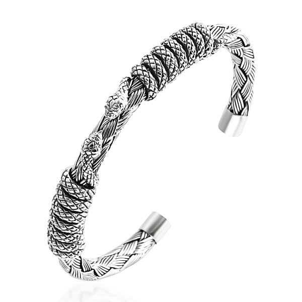 D'Joy Bali Legacy Snake Cuff Bracelet In Sterling Silver (7.25 In) 41.40 Grams
