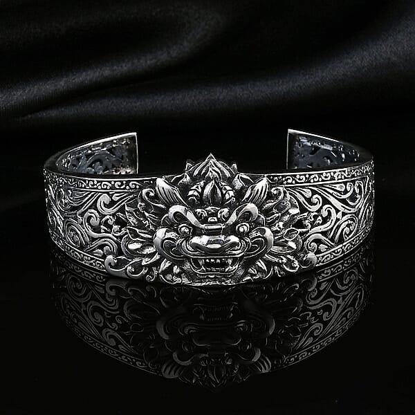 D'Joy Bali Legacy Sterling Silver Pixiu Cuff Bracelet (7.25 In) 32.35 Grams