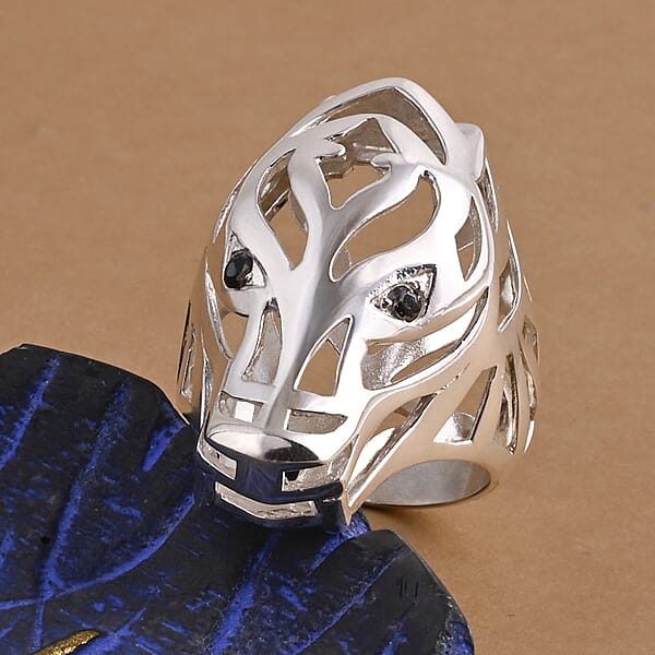 D'Joy Bali Legacy Thai Black Spinel Dragon Ring In Sterling Silver 0.20 Ctw