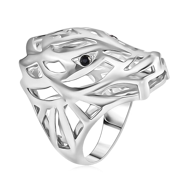 D'Joy Bali Legacy Thai Black Spinel Dragon Ring In Sterling Silver 0.20 Ctw