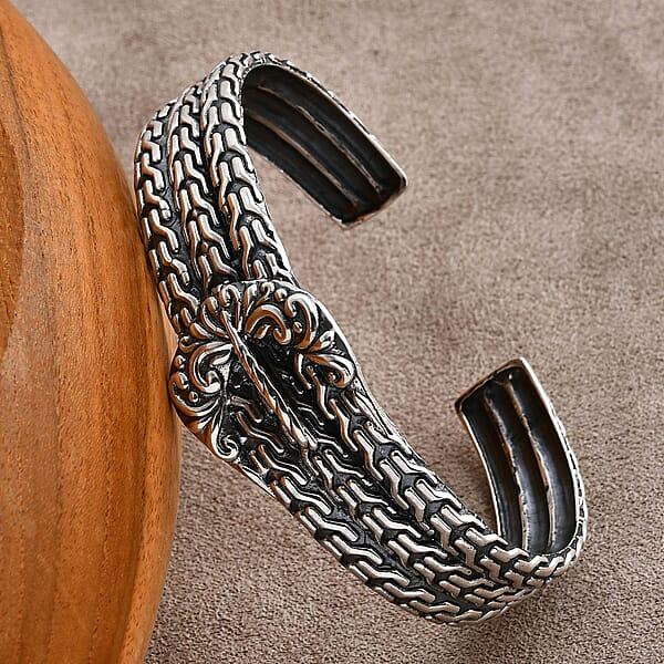 D'Joy Bali Legacy Tulang Naga Buckle Cuff Bracelet In Sterling Silver (7.25 In) 30.80 Grams