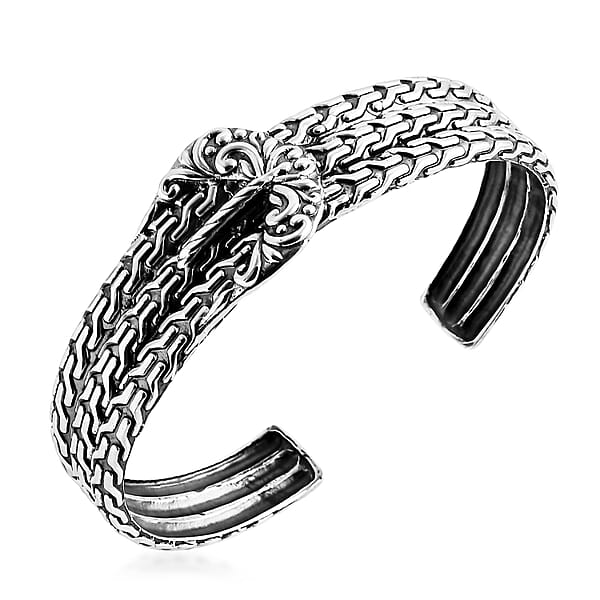 D'Joy Bali Legacy Tulang Naga Buckle Cuff Bracelet In Sterling Silver (7.25 In) 30.80 Grams