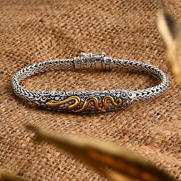 D'Joy Bali Legacy Tulang Naga Chain With Snake Bracelet In 22K Vermeil YG Over And Sterling Silver (6.50 In) 20.85 Grams