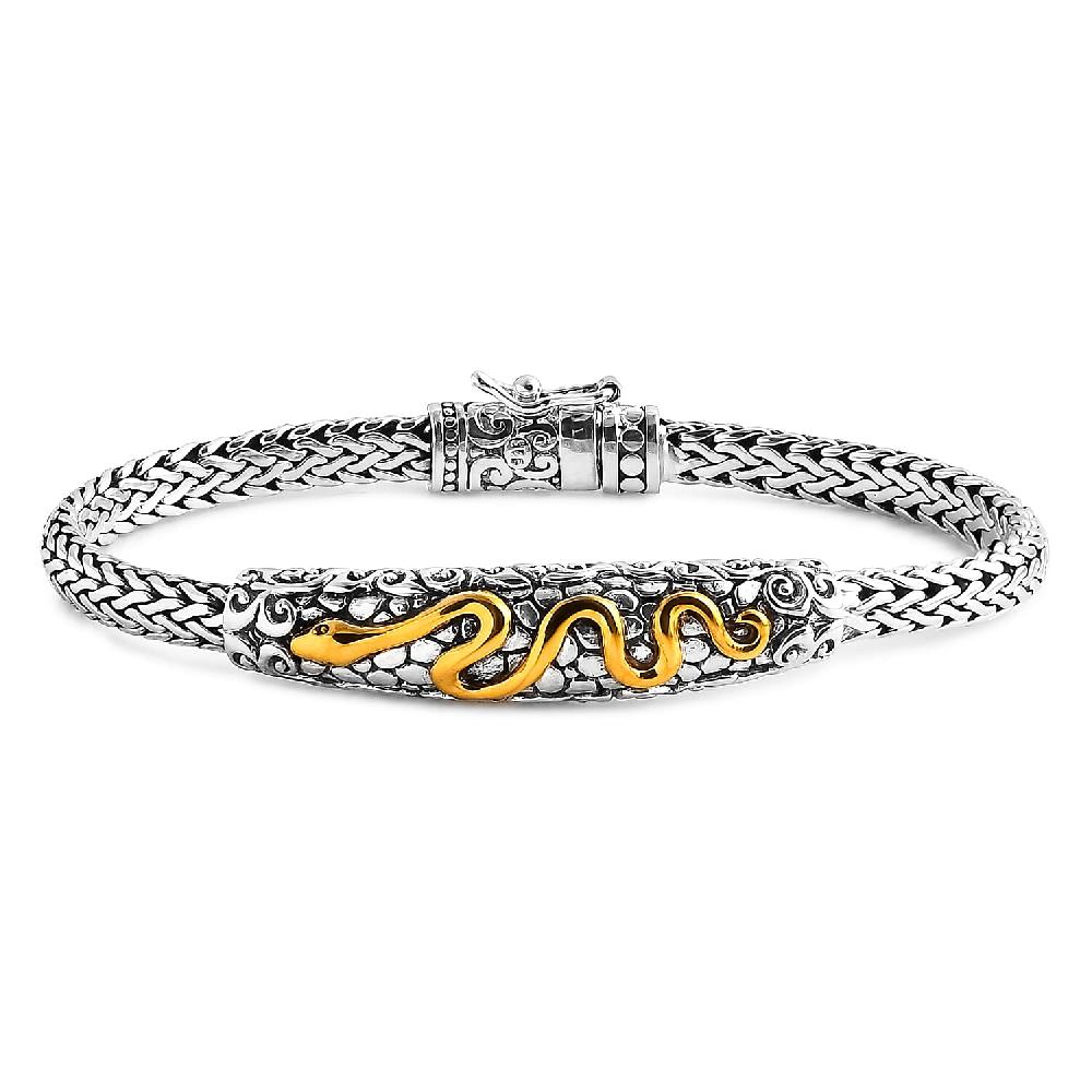 D'Joy Bali Legacy Tulang Naga Chain with Snake Bracelet in 22K Vermeil YG Over and Sterling Silver (6.50 In) 20.85 Grams