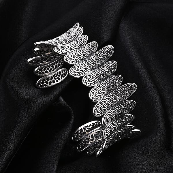 D'Joy Bali Legacy Tulang Naga Cuff Bracelet In Sterling Silver (6.5 In) 40.65 Grams
