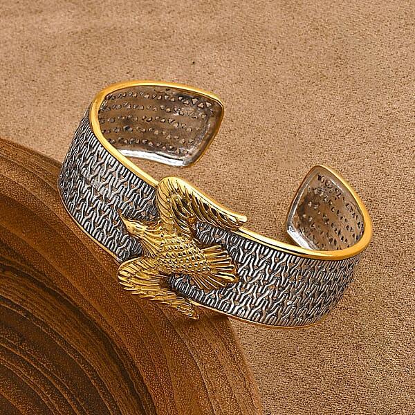 D'Joy Bali Legacy Tulang Naga Eagle Cuff Bracelet In 22K Vermeil YG Over And Sterling Silver (7.25 In) 27.80 Grams