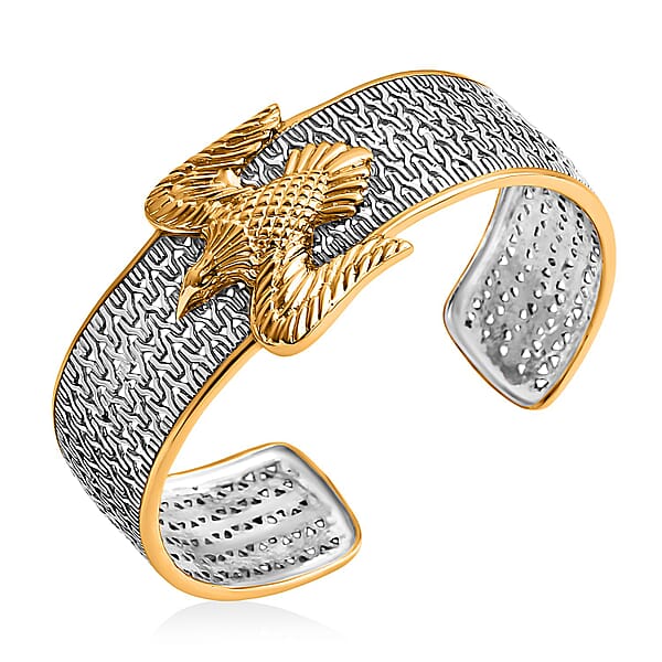 D'Joy Bali Legacy Tulang Naga Eagle Cuff Bracelet In 22K Vermeil YG Over And Sterling Silver (7.25 In) 27.80 Grams