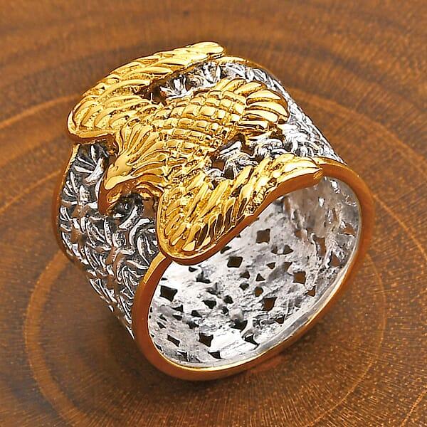 D'Joy Bali Legacy Tulang Naga Eagle Ring In 22K Vermeil YG Over And Sterling Silver 6.15 Grams