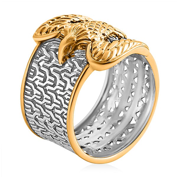D'Joy Bali Legacy Tulang Naga Eagle Ring In 22K Vermeil YG Over And Sterling Silver 6.15 Grams
