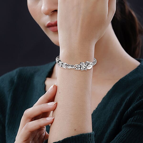 D'Joy Bali Legacy Tulangnaga Chain Pixiu Bracelet In Sterling Silver (7.25 In) 30.40 Grams