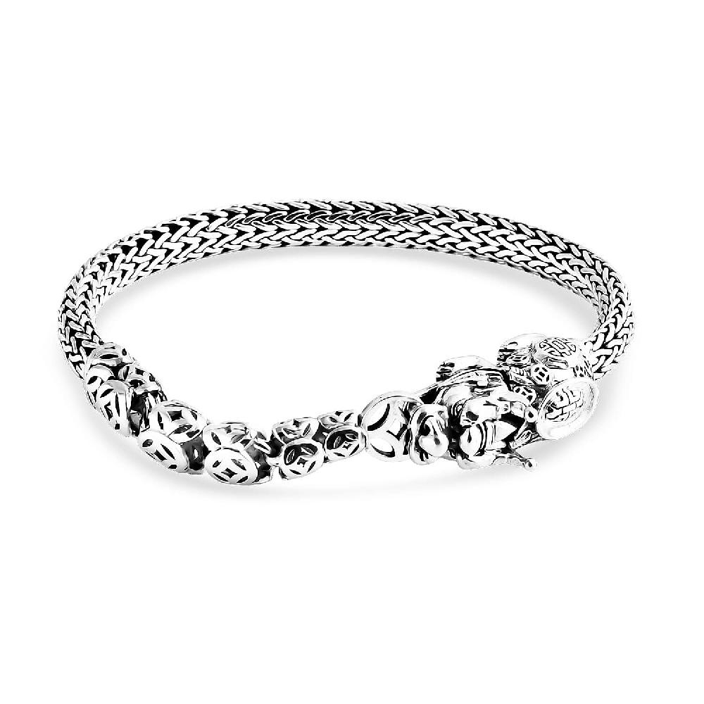 D'Joy Bali Legacy Tulangnaga Chain Pixiu Bracelet in Sterling Silver (7.25 In) 30.40 Grams